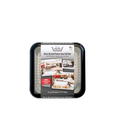 Fancy Panz 8 x 8-Inch Dress Up and Protect Your Foil Pan, 100% Made in USA, 8 x 8 Foil Pan Included. Hot or Cold Food. Stackable for easy travel. Great for potlucks, tailgating & home (Black)