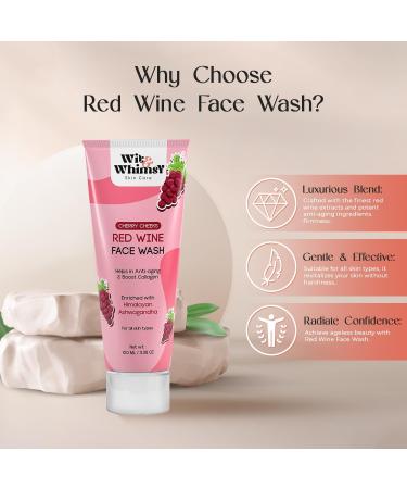 Wit & Whimsy Cherry Cheeks Red Wine Face Wash - Ayurvedic Cleanser with Himalayan Ashwagandha for All Skin Types - 100ML (3.38 Oz - Buy Online on GoSupps.com
