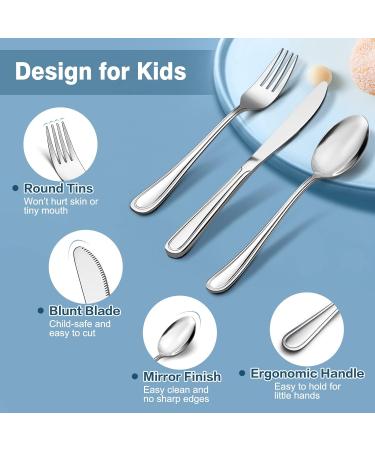 Kids Cutlery Set - 9 Piece Stainless Steel Child's Silverware, Safe Utensils for Toddlers - Mirror Finished & Dishwasher Safe - Buy Online on GoSupps.com