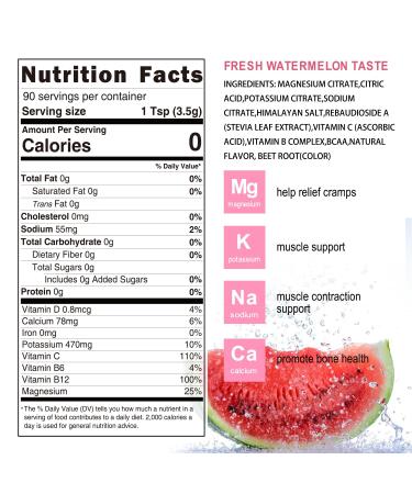 Buy Sugar-Free Watermelon Electrolyte Powder - Hydration with BCAAs & Himalayan Salt | Keto-Friendly 90 Servings - Buy Online on GoSupps.com
