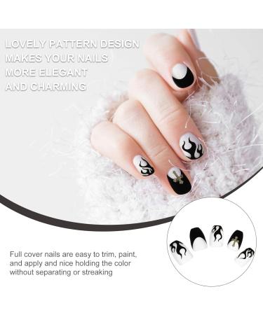 2 Flame Wear Manicure Nail Supplies Flame Nail Decals French Flame Fake Nails Nail Decorations Nail Art Supply Black Flame Fake Nail Black Flame Nail Stickers Matte Acrylic Abs - Buy Online on GoSupps.com