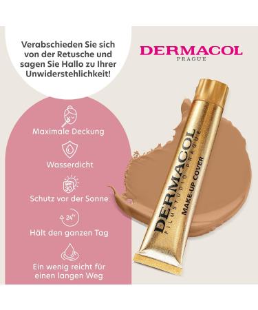 Dermacol Full Coverage Foundation - Waterproof Matte Makeup with SPF 30 for Oily Skin & Acne Long-Lasting 30g - Color 223 - Buy Online on GoSupps.com