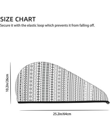 Boho Triangle Stripes Coral Velvet Dry Hair Cap | Quick-Dry Hair Towel Wrap for Men & Women | Ideal for Travel & Home - Buy Online on GoSupps.com