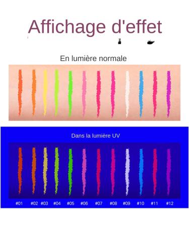Eye-liner color ensemble de eye-liner color - Eye-liner arc-en-fluorescent UV 12 couleurs s chage rapide imperm able Fournitures de f te Neon Glow doublures graphiques hautement - Buy Online on GoSupps.com