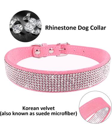 TSKDKIT Puppy Collar for Cat Small Dog Collar Cute Rhinestone Pet Collar Sparkling Cat Collar Soft Leather Pet Collar(M Pink) - Buy Online on GoSupps.com