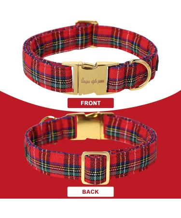 Unique Adjustable Checkered Dog Collar - Soft & Comfortable Pet Gift for Small to Medium Sized Dogs | Scottish Red - Buy Online on GoSupps.com
