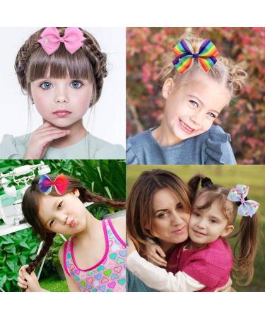 LABOTA 12pcs Siwa Bows Hair Clips - Mermaid Unicorn Rainbow Grosgrain Ribbon Barrettes for Girls - 5 Inches - Birthday Gift for Kids and Teens - Buy Online on GoSupps.com
