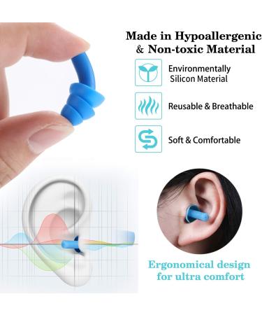 Vickay Reusable Silicone Ear Plugs 2 Pairs - 32dB NRR for Swimming, Sleeping, Snoring - Noise Reduction Hearing Protection - Includes Storage Cases and Travel Pouches (Dark Blue/Green) - Buy Online on GoSupps.com