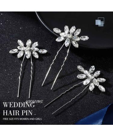 Latious Rhinestone Wedding Hair Pins - Pack of 3 | Bridal Hair Accessories for Women - Buy Online on GoSupps.com