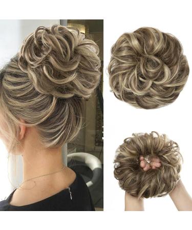 Hair knot hair parts for women girls updo corrugated curly ponytail hair extension hair part donut chignons hairscheate brown / ashblond - Buy Online on GoSupps.com