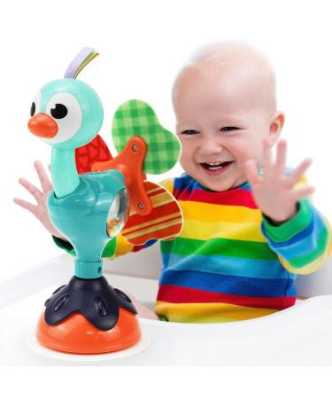 2 in 1 Baby Rattles Toys High Chair Toys with Suction Cups - Suction Toys for Baby Table Tray Bath Travel Toys, Shake Grab Spin Turn Baby Toys 6 to 12 Months as Baby Birthday Gift