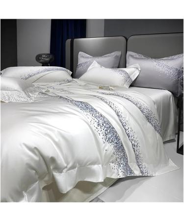Embroidery Satin 1200TC 100% Egyptian Cotton Luxury Bedding Set Chic Duvet Cover Set Quilt Cover Bed Sheet Set Pillowcases Bedding Set (Beige King 220X240cm 4pcs) - Buy Online on GoSupps.com