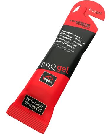 Torq Energy Gel Strawberry Yoghurt - Sports Cycling Running Gels with 30 g Carbohydrates Box of 15 - Buy Online on GoSupps.com