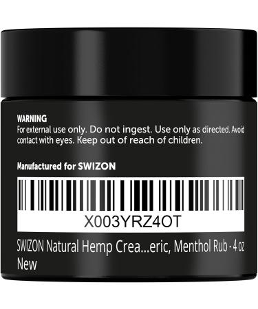 SWIZON Natural Hemp Cream for Muscles & Joints - 4 oz Soothing Muscle Relaxer with Arnica, MSM, Turmeric & Menthol - Hemp Oil Extract Gel for Discomfort Relief - Pack of 1 - Buy Online on GoSupps.com
