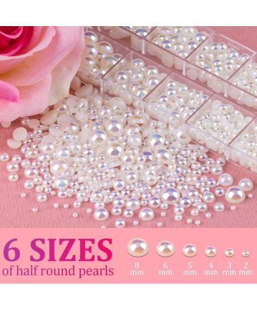 2700 Pcs Flat Back Pearls Kit - White AB & Beige AB Half Round Pearls Set with Pickup Tool for DIY Nail Art & Crafts - Buy Online on GoSupps.com