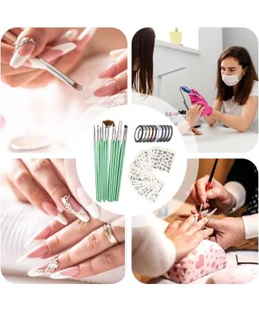 Lambo Nail Brushes 12 Nail Brushes Pens Set Nail Extension Gel Brush Nail Carved Brush Nail Gel Brush for Salon at Home with 24 Stickers - Buy Online on GoSupps.com