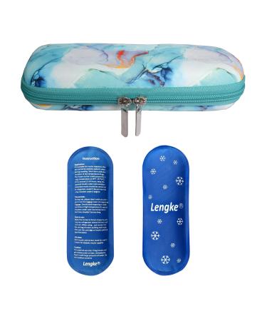 EVA Hard Case Insulin Cooler Travel Cooling Bag Lightweight and Durable Waterproof 8.5" x 3.5" x 1.7" inches Marble Green