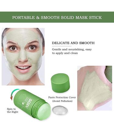 2PCs Green Tea Clay Mask Stick - Oil Control Acne Clearing & Blackhead Remover - Moisturizing Green Tea + Aubergine Formula for Flawless Skin - Buy Online on GoSupps.com