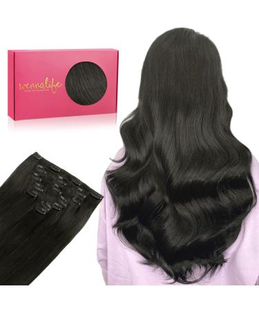 If Salife Clip in Extensions Real Hair 70g 7Pcs 55cm Natural Black Real Hair Extensions Clip in Remy Clip in Extensions Natural Hair Extension Real Hair 55cm-70g #1b Natural Black