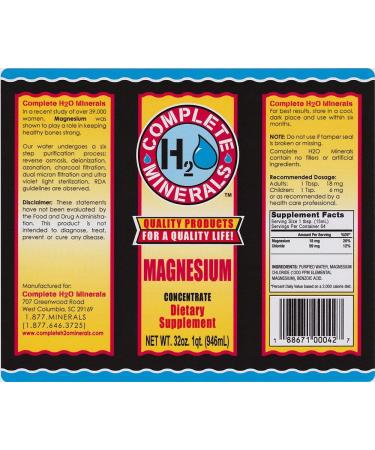 Extra Strength Complete H2O Minerals Magnesium Ionic Water | 4X Concentrate 800 ppm | 32 fl. oz - Buy Online on GoSupps.com