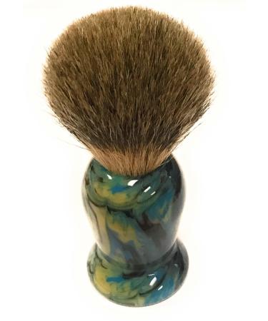 G.B.S Men's- 21mm Knot Wet Shave Brush. Colourful Modern Handle Green/Blue Hues Includes Brush Stand To Ensure Proper Storage After Lathering W/Any Shaving Cream Or Soap.