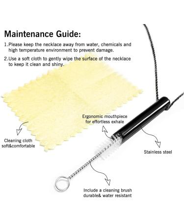 Stainless Steel Breathing Pendant Natural Healing Necklace for Stress Relief - Black - Buy Online on GoSupps.com