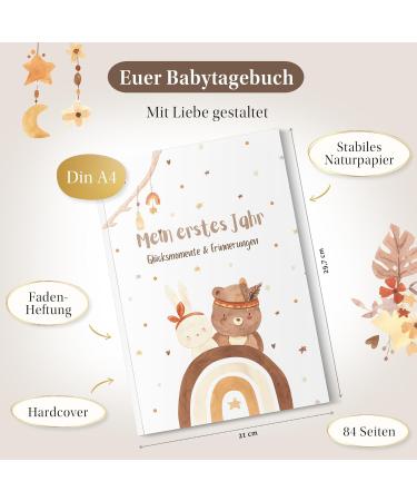 Eulentaler Baby Diary (Boho) | 1st Year Memory Book | Educator-Designed A4 Album for Cherished Moments - Buy Online on GoSupps.com