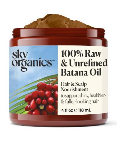Sky Organics RAW & UNREFINED BATANA OIL 100% Pure from Honduras to Support Scalp & Stronger Fuller-Looking Hair Intensive Hair Conditioning & Hair Repair Mask 4 fl oz (Pack of 1)
