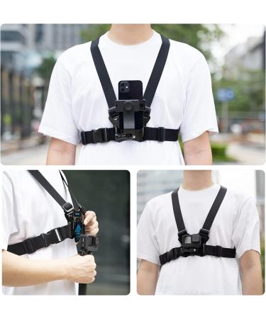 TELESIN Universal Action Camera Chest Strap Mount for iPhone Samsung GoPro Hero 12/11/10/9/8 Insta360 DJI Osmo Perfect Vlogging Kit for Smartphones - Buy Online on GoSupps.com