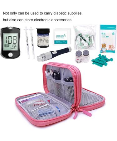 Diabetic Supplies Organizer Travel Case - Glucose Meter, Insulin, Lancets, Test Strips, Medication - Pink - Buy Online on GoSupps.com