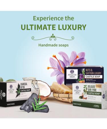 Delicate Skin Pure Castile Soap - Handmade with Tulsi Neem Coconut & Olive Oil | Cleansing & Rejuvenating Natural Soap for Sensitive Skin - Buy Online on GoSupps.com