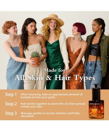 HEPBURN Baobab Seed Oil 30ml | 100% Cold-Pressed Natural Moisturizer & Nourishing Carrier Oil for Face Body & Hair | Anti-Aging Repairing Soothing | Dropper Glass Bottle - Buy Online on GoSupps.com