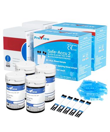 Preview blood glucose test strips x 100 Lanz x 100 No coding for Preview Safe Accu2 blood glucose meter