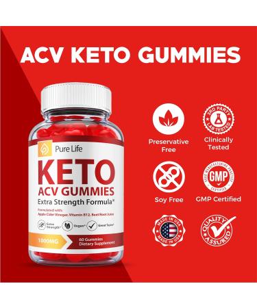 Pure Life Keto Gummies with Apple Cider Vinegar B12 - Vegan Formula for Weight Loss - 60 Gummies - Buy Online on GoSupps.com
