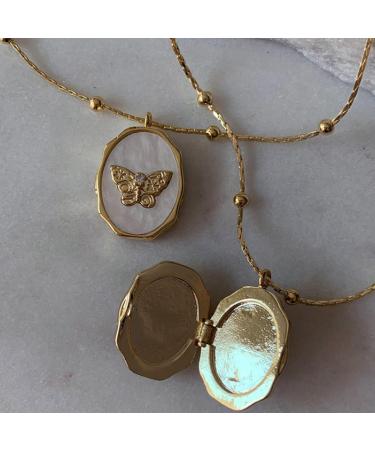 OralGos Elegant Butterfly Pendant Necklace with Photo Album | Delicate Shell Frame Butterfly Jewelry - International Shipping - Buy Online on GoSupps.com