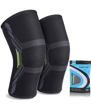 beister 1 Pair Compression Leg Sleeves with Elastic Straps for Men & Women Extra Long Leg Braces Knee Sleeve for Basketball Football Knee Pain Joint Pain Arthritis Black-1 XXL