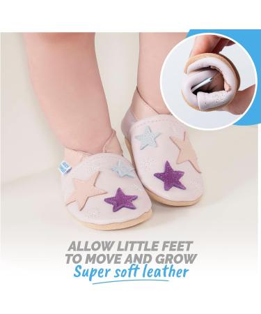 Soft Sole Baby Shoes - Leather Toddler Shoes for Baby Girl/Boy - Walking Shoes 18-24 Months Purple Stars - Buy Online on GoSupps.com