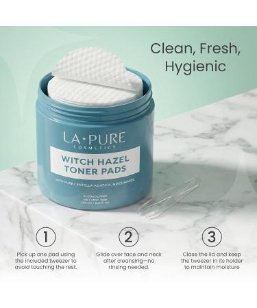 La Pure Korean Toner Pads Large 100 Ct with Witch Hazel Centella Asiatica & Niacinamide Alcohol-Free Gentle Exfoliating Pore & Dark Spot Care 100 Count (Pack of 1) - Buy Online on GoSupps.com