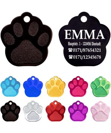 Personalized Dog Paw Pendant for Medium to Large Dogs & Cats - Ibera Gifts Engraving Name Collar & Address Tag (Black) - Buy Online on GoSupps.com