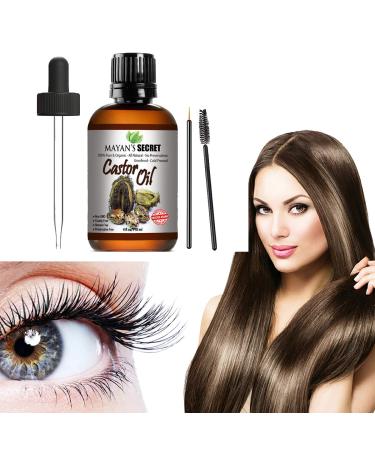 Mayan's Secret 4oz Pure Castor Oil Organic Cold Pressed Unrefined Glass Bottle - Moisturizing & Healing for Dry Skin, Hair Growth - Skin, Hair Care, Eyelashes - Huge 4oz - Buy Online on GoSupps.com