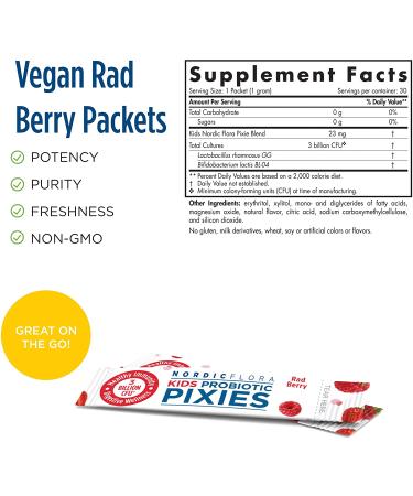 Nordic Naturals Flora Kids Probiotic Pixies - 3 Billion CFU, 30 Packets, Rad Berry Flavor - Buy Online on GoSupps.com