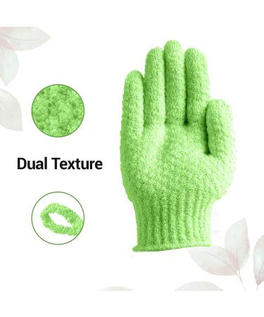 Exclaim Beauty Exfoliating Gloves - Dual Texture Bath Gloves for Shower, Spa & Massage - Dead Skin Remover with Adjustable Straps - Single Light Green - Buy Online on GoSupps.com