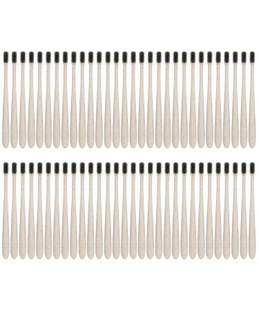 Travel Toothbrush Disposable Wheat Straw Toothbrushes with Tube Portable Travel Toothbrush Oral Care Primary Color 50pcs