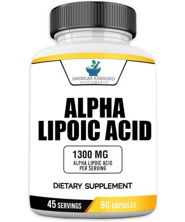 Alpha Lipoic Acid 1300mg Per Serving, ALA, Supports Glutathione Production, Supports Nerve Health & Liver Health, Supports Cellular Health, Powerful Antioxidants, 90 Vegan Capsules - Buy Online on GoSupps.com