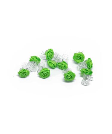 5 x hair clips roses - bridal hair accessories - rose hair clip - green 5 pieces green