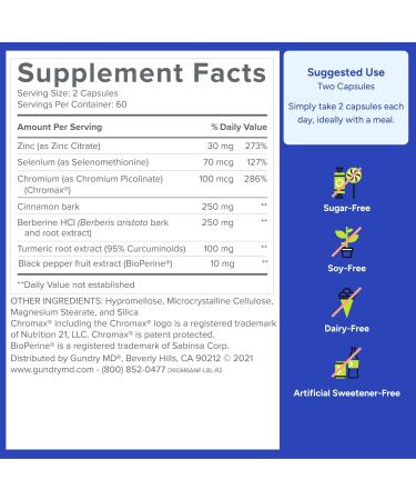 Gundry MD Metabolic Advanced Nutrient Blend with Berberine to Support Healthy Metabolism 120 Capsules - Buy Online on GoSupps.com