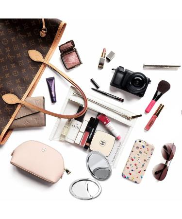 GZTFPQ Double-Sided Folding Travel Makeup Mirror - Classical Cartoon PU Leather, 2X Magnifying Mirror, Foldable & Lightweight for Purse - White - Buy Online on GoSupps.com