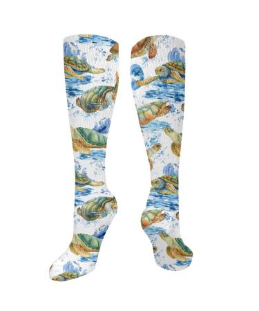 Sea Turtles compression socks for women and men with a circulation of 15-20 mmHg is the best support for sporty running and cycling