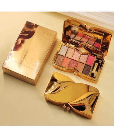Gold Shimmer Eyeshadow Palette - 10 Sparkly Colors, Highly Pigmented, Long Lasting & Waterproof - Professional Neutral Smoky Eye Palette - Buy Online on GoSupps.com