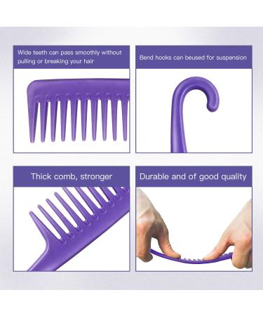 Wapodeai Wide Tooth Comb - Premium Handgrip Hair Brush for Curly, Wet, Dry, Thick Hair - Purple - Buy Online on GoSupps.com
